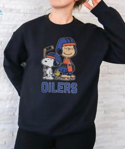 Charlie Brown x Snoopy x Woodstock Oilers Hockey Logo Hoodie shirt