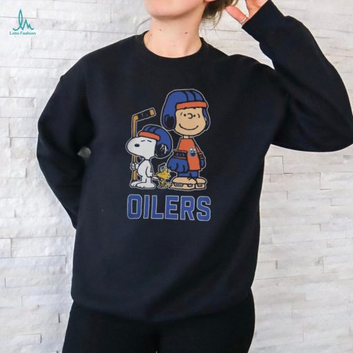 Charlie Brown x Snoopy x Woodstock Oilers Hockey Logo Hoodie shirt