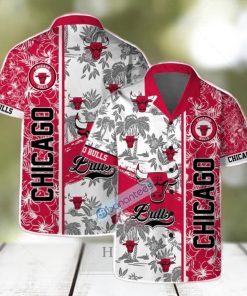Chicago Bulls NBA Logo Hibiscus Mix Tree Pattern Set Hawaiian Shirt & Short