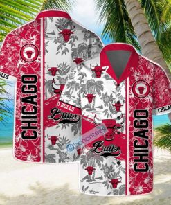 Chicago Bulls NBA Logo Hibiscus Mix Tree Pattern Set Hawaiian Shirt & Short