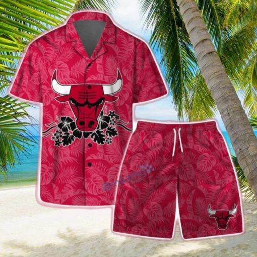 Chicago Bulls NBA Team Logo Basketball Aloha Design Hawaiian Shirt & Short