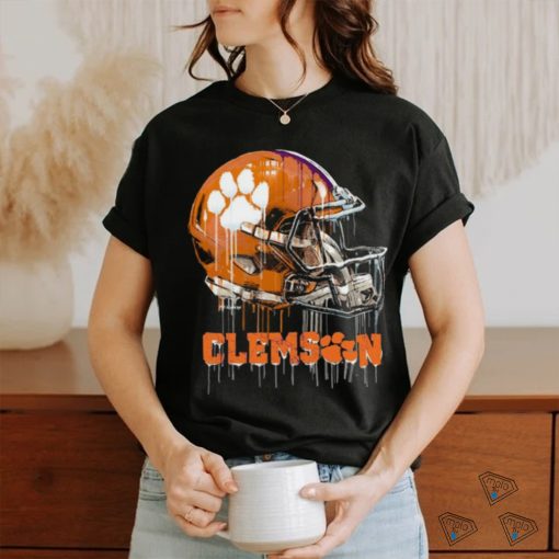 Clemson Tigers Team Logo Dripping Helmet T Shirt