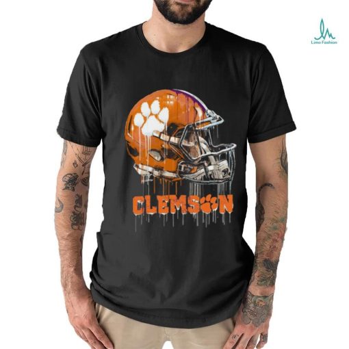 Clemson Tigers Team Logo Dripping Helmet T Shirt