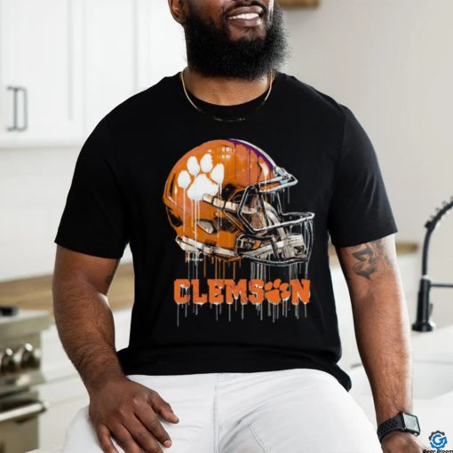Clemson Tigers Team Logo Dripping Helmet T Shirt