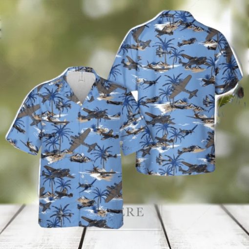 Collage of Allied WWII Aircraft Hawaiian Shirt Summer Vacation Button Shirt