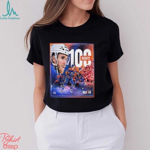 Connor McDavid Edmonton Oilers Has Reached 100 Assists On The NHL Season T Shirt