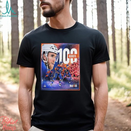 Connor McDavid Edmonton Oilers Has Reached 100 Assists On The NHL Season T Shirt