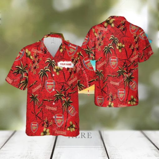 Custom Name Arsenal Aloha 3D Hawaiian Shirt Gold Flower Vintage Gift Summer