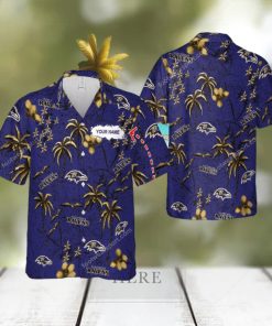 Custom Name Baltimore Ravens 3D Hawaiian Shirt Gold Flower Vintage Gift For Fans