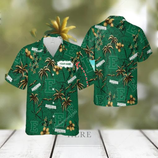 Custom Name Eastern Michigan Eagles 3D Hawaiian Shirt Gold Flower Vintage All Over Print Gift For Fans