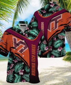 Custom Name Green Orange NCAA Virginia Tech Hokies Hawaiian Shirt