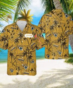 Custom Name Jacksonville Jaguars 3D 3D Hawaiian Shirt Gold Flower Vintage For Beach