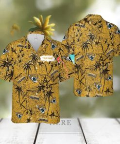 Custom Name Jacksonville Jaguars 3D 3D Hawaiian Shirt Gold Flower Vintage For Beach