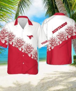 Custom Name NCAA SMU Mustangs Islander 3D Hawaiian Shirt Flower Gift For Fans