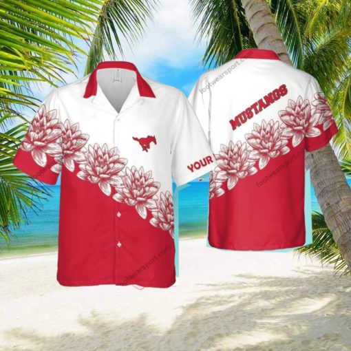 Custom Name NCAA SMU Mustangs Islander 3D Hawaiian Shirt Flower Gift For Fans