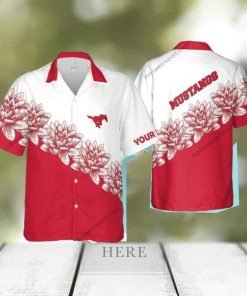 Custom Name NCAA SMU Mustangs Islander 3D Hawaiian Shirt Flower Gift For Fans