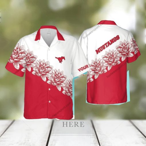 Custom Name NCAA SMU Mustangs Islander 3D Hawaiian Shirt Flower Gift For Fans