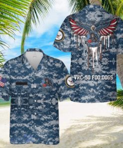 Custom Name US Navy VRC 50 Foo Dogs Hawaiian Shirt Summer Vacation Button Shirt