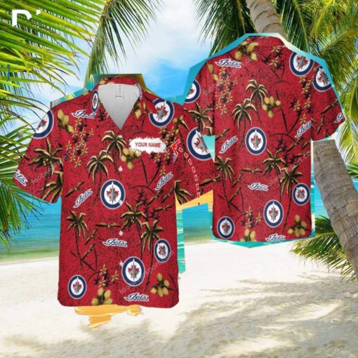 Custom Name Winnipeg Jets 3D 3D Hawaiian Shirt Gold Flower Vintage For Men And Women