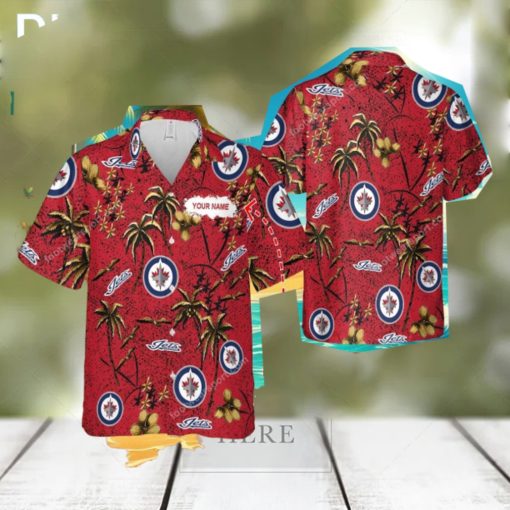 Custom Name Winnipeg Jets 3D 3D Hawaiian Shirt Gold Flower Vintage For Men And Women