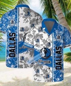 Dallas Mavericks NBA Logo Hibiscus Mix Tree Pattern Set Hawaiian Shirt & Short