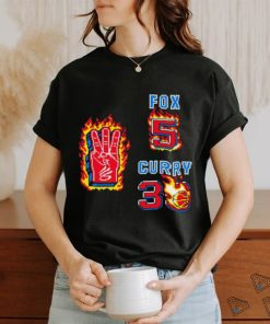 De’Aaron Fox 5 vs Stephen Curry 30 fire pixel shirt