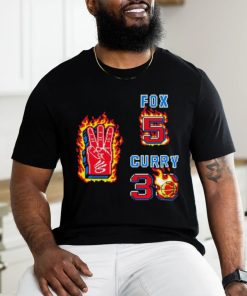 De’Aaron Fox 5 vs Stephen Curry 30 fire pixel shirt