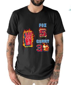 De’Aaron Fox 5 vs Stephen Curry 30 fire pixel shirt