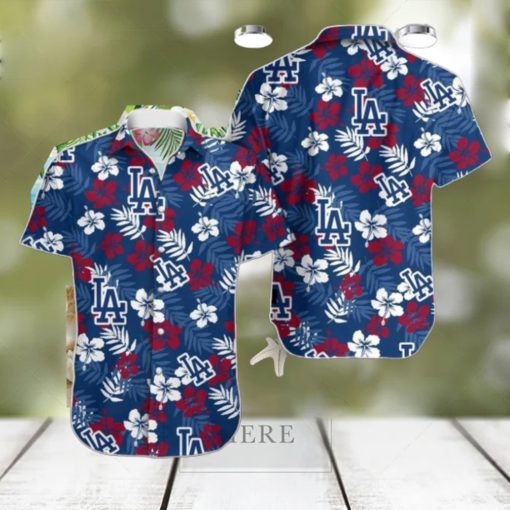 Dodgers Aloha Pattern Logo And Flowers Hawaiian Shirt Style Gift