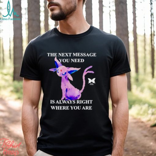 Eeveelutions the next message you need is always right where you are shirt