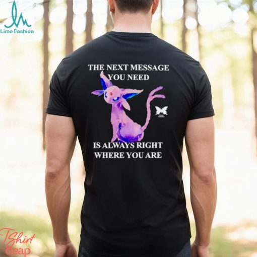 Eeveelutions the next message you need is always right where you are shirt