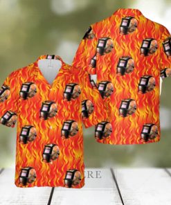 FLAMING SKULL Welding Helmet Hawaiian Shirt Beach Hoilday Summer Gift