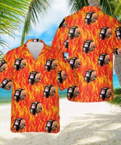 FLAMING SKULL Welding Helmet Hawaiian Shirt Beach Hoilday Summer Gift