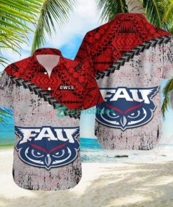 Florida Atlantic Owls Polynesian Tattoo Grunge Hawaiian Shirt, NCAA Aloha