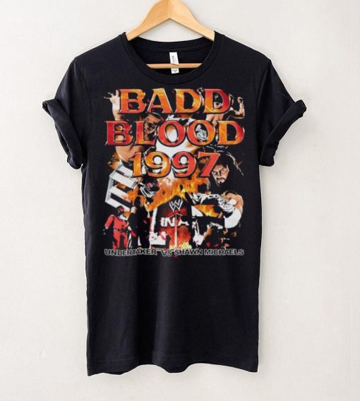 Funny badd Blood 1997 Undertaker vs Shawn Michaels retro vintage style bootleg rap shirt