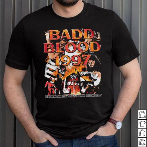 Funny badd Blood 1997 Undertaker vs Shawn Michaels retro vintage style bootleg rap shirt