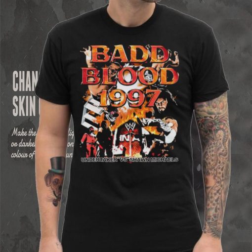 Funny badd Blood 1997 Undertaker vs Shawn Michaels retro vintage style bootleg rap shirt