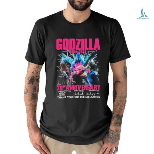 Godzilla Pink 1954 2024 70th Anniversary Thank You For The Memories Signatures Shirt