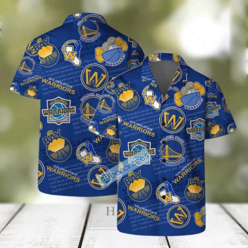 Golden State Warriors NBA Logo Basketball Stars Pattern Set Hawaiian Shirt & Short