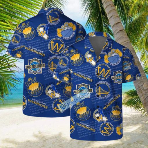 Golden State Warriors NBA Logo Basketball Stars Pattern Set Hawaiian Shirt & Short