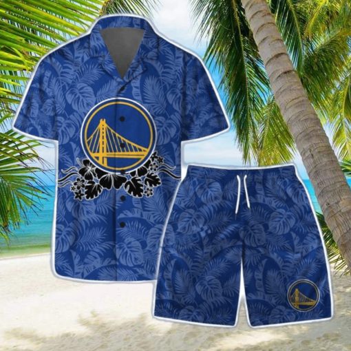 Golden State Warriors NBA Team Logo Basketball Aloha Design Hawaiian Shirt & Short