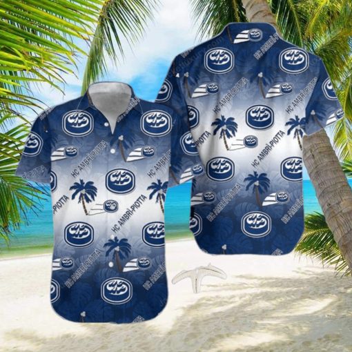 HC Ambri Piotta Dark Blue White Gradient Hawaiian Shirt Style Gift