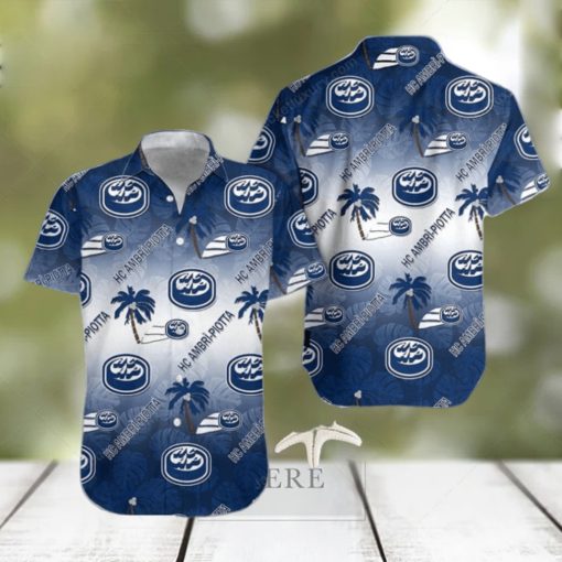 HC Ambri Piotta Dark Blue White Gradient Hawaiian Shirt Style Gift