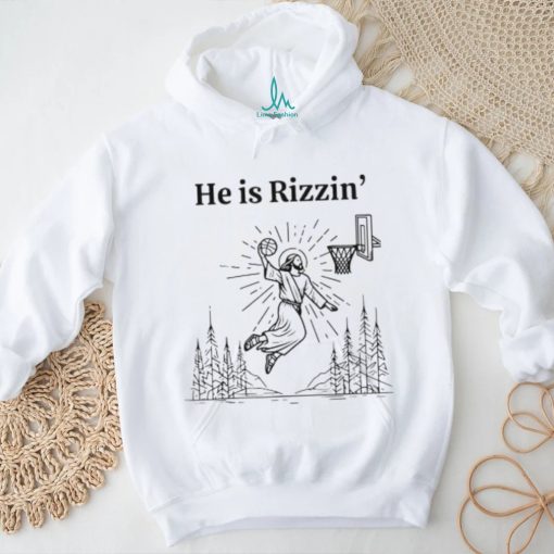 He Is Rizzin Funny Kids Easter Day Jesus Playing Basketball T Shirt