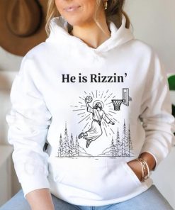He Is Rizzin Funny Kids Easter Day Jesus Playing Basketball T Shirt