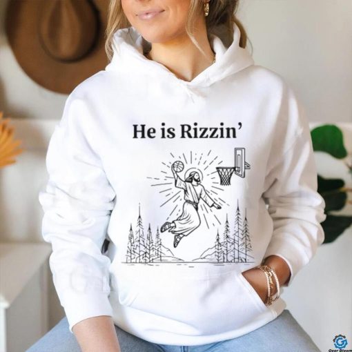 He Is Rizzin Funny Kids Easter Day Jesus Playing Basketball T Shirt