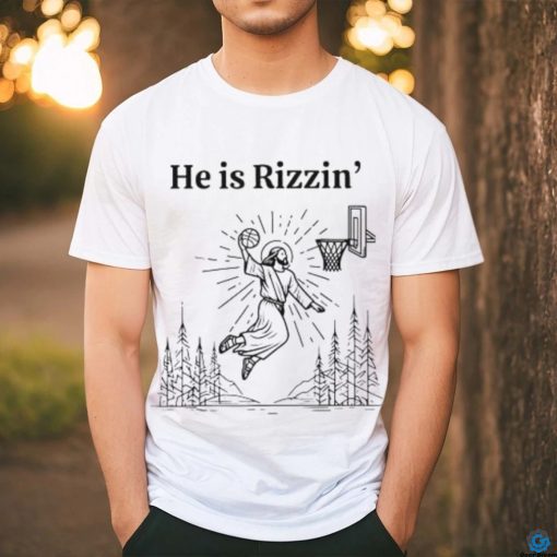 He Is Rizzin Funny Kids Easter Day Jesus Playing Basketball T Shirt