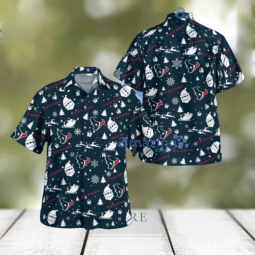 Houston Texans Christmas Pattern Button Down Tropical Hawaiian Shirt