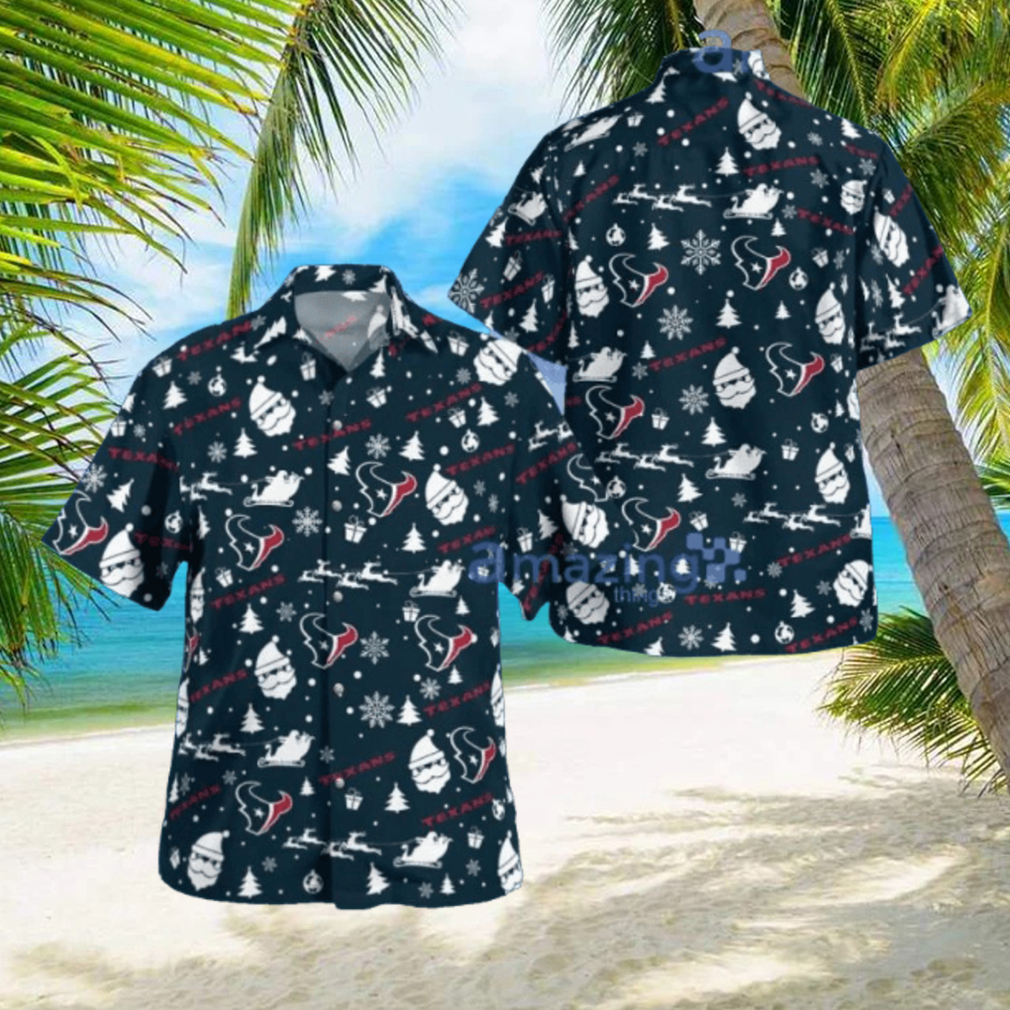 Houston Texans Christmas Pattern Button Down Tropical Hawaiian Shirt Houston Texans Christmas Pattern Button Down Tropical Hawaiian Shirt
