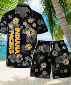 Indiana Pacers NBA Team Logo Floral Hawaiian Shirt & Short Vintage Design